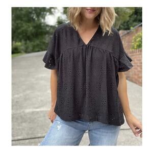 Black Eyelet Blouse
